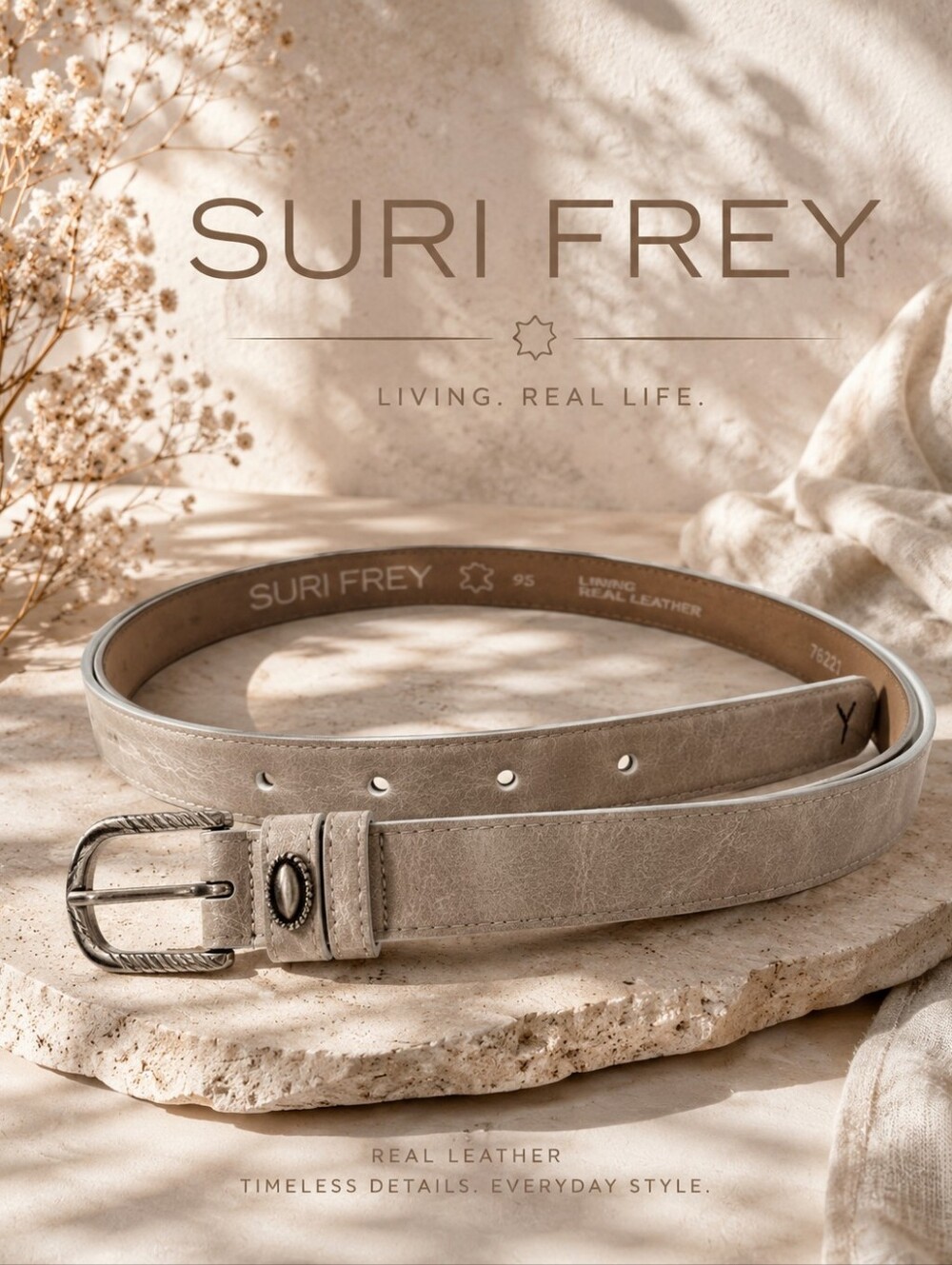 women's Taupe Leather Belt - Classic Casual Style
